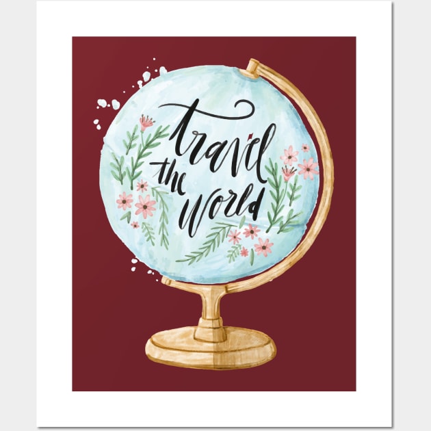 travel shirt | globe world vacation | earth traveler Wall Art by OutfittersAve